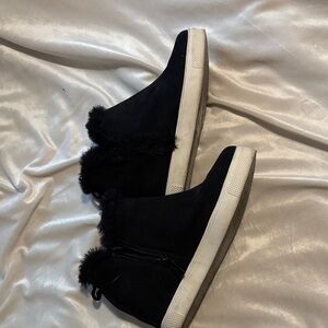 Torrid Black Fur-Lined Sneaker Wedge
